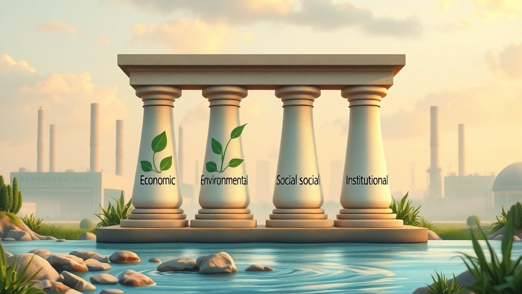 four pillars of sustainability in manufacturing economic environmental social institutional factory background